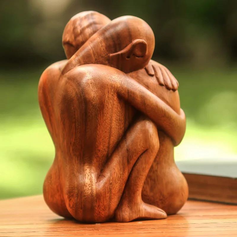 - Pet tear stain cleaning wipesEmbracing Romantic Suar Wood Sculpture