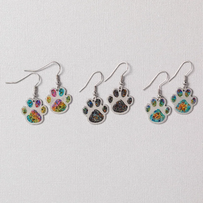 - Summer pet ice matPaw Print Gemstone Array Earrings