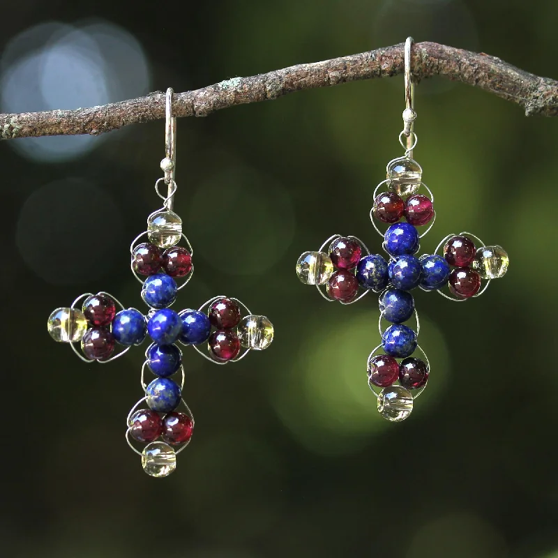 - Remote interactive pet feederPrecious Cross Multi-Gemstone Earrings