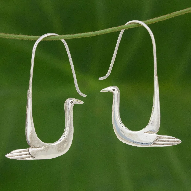 - Winter dog thick down jacketSterling Silver Dove Hoop Earrings