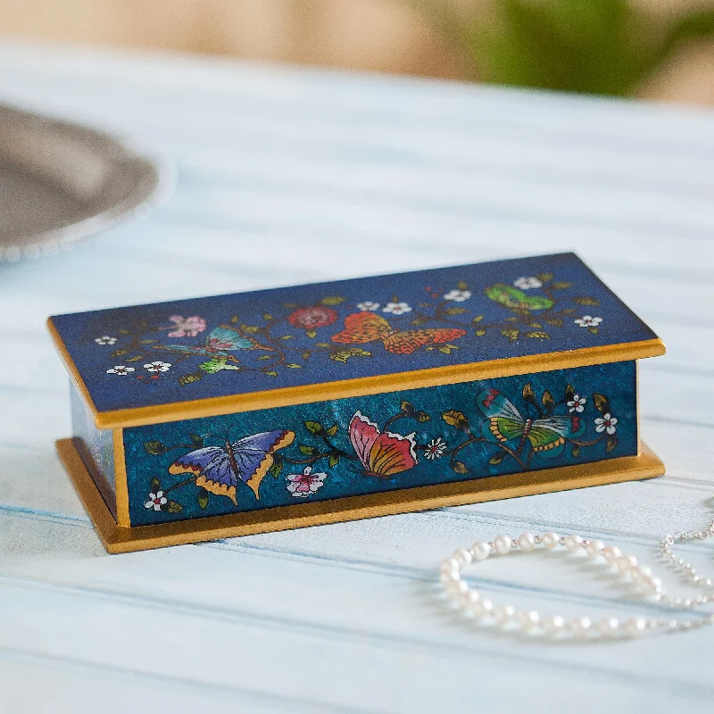 - Remote interactive pet feederButterfly Jubilee In Cyan Hand Carved Box