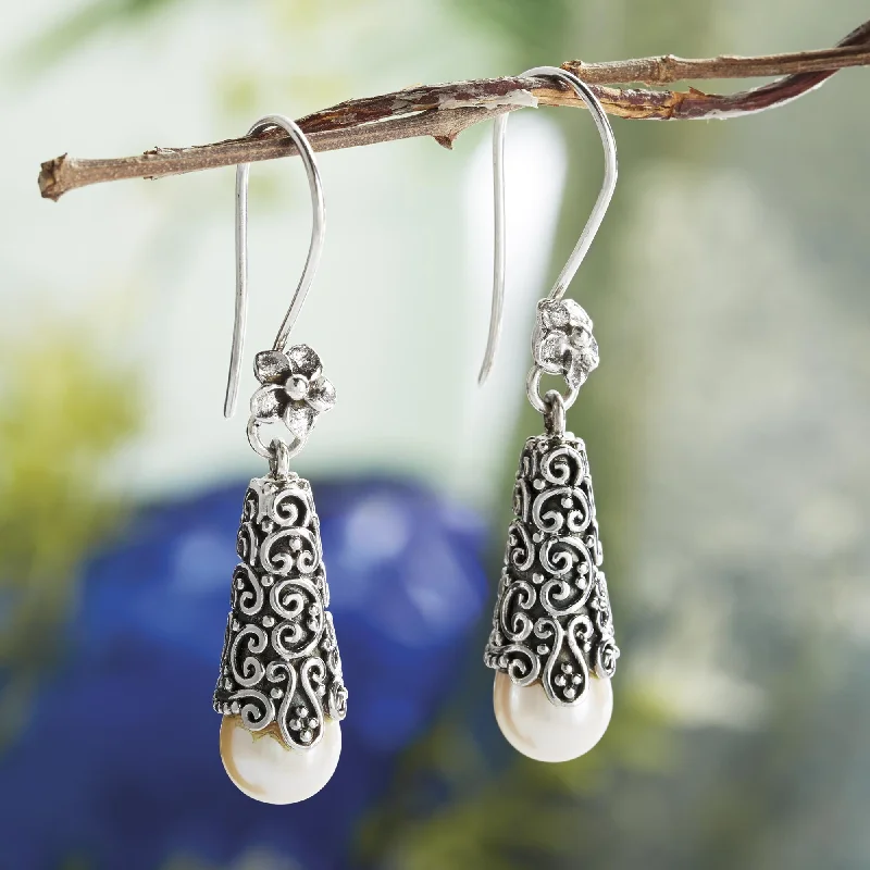 - Dog heart rate monitoring collarWhite Arabesque Dewdrop Pearl Dangle Earrings