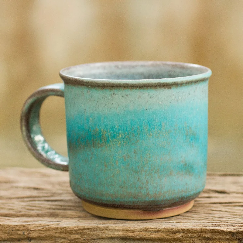 ---Earth & Sky Turquoise Glaze Stoneware Mug