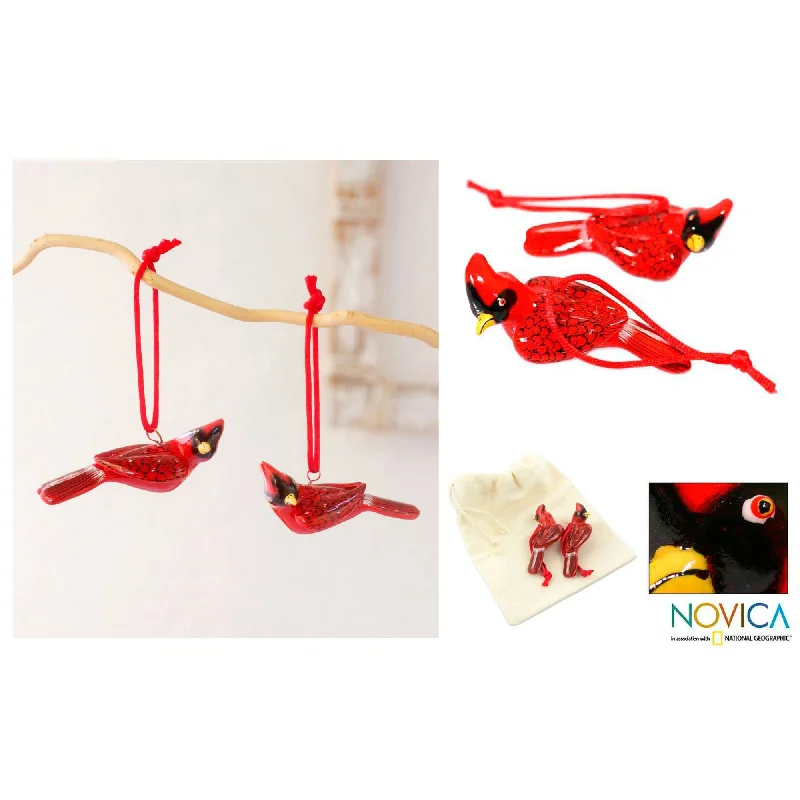 - ​​Pet toys under    yuanRed Cardinal Ceramic Ornaments - Set of 2