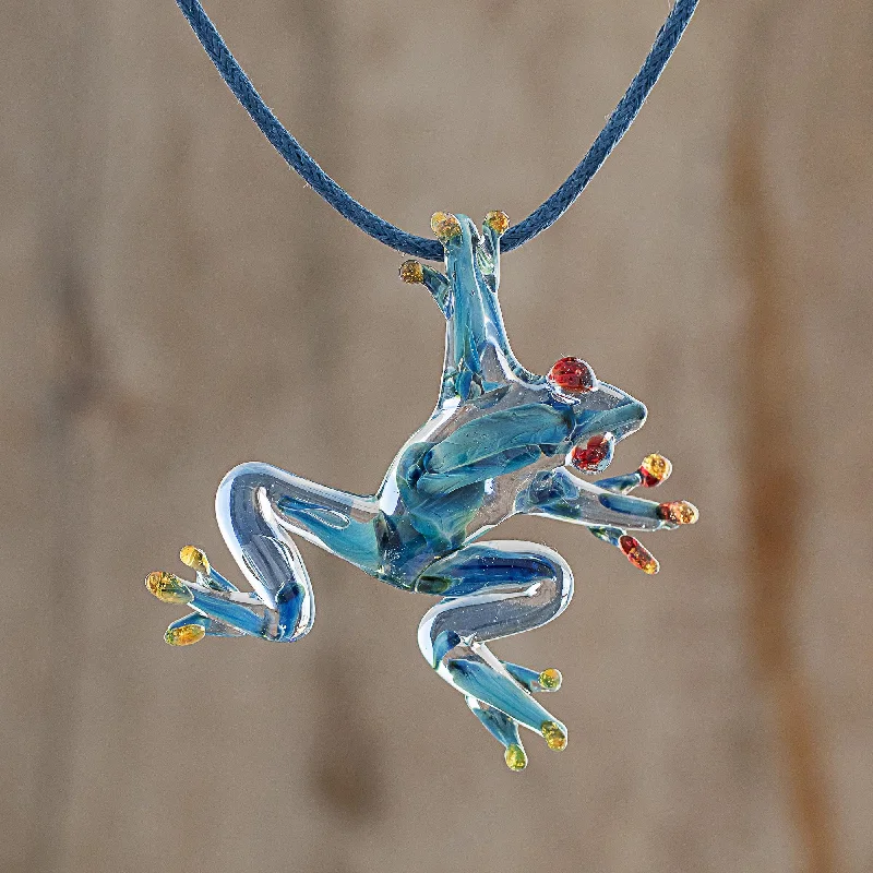 - Degradable pet feces bagRed-Eyed Frog Glass Pendant Necklace