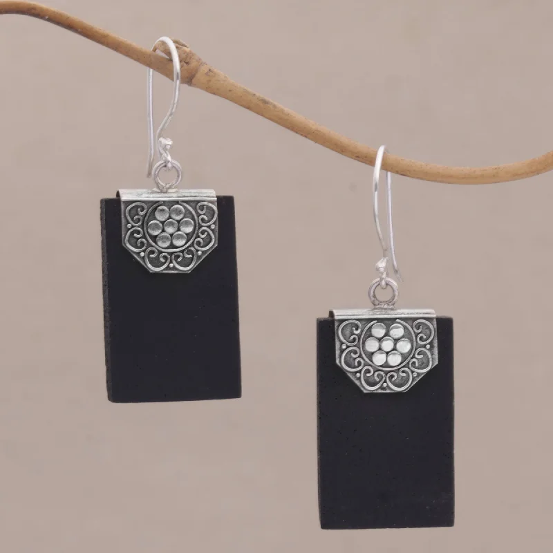- Pet tear stain cleaning wipesBars of Midnight Silver Lava Stone Earrings