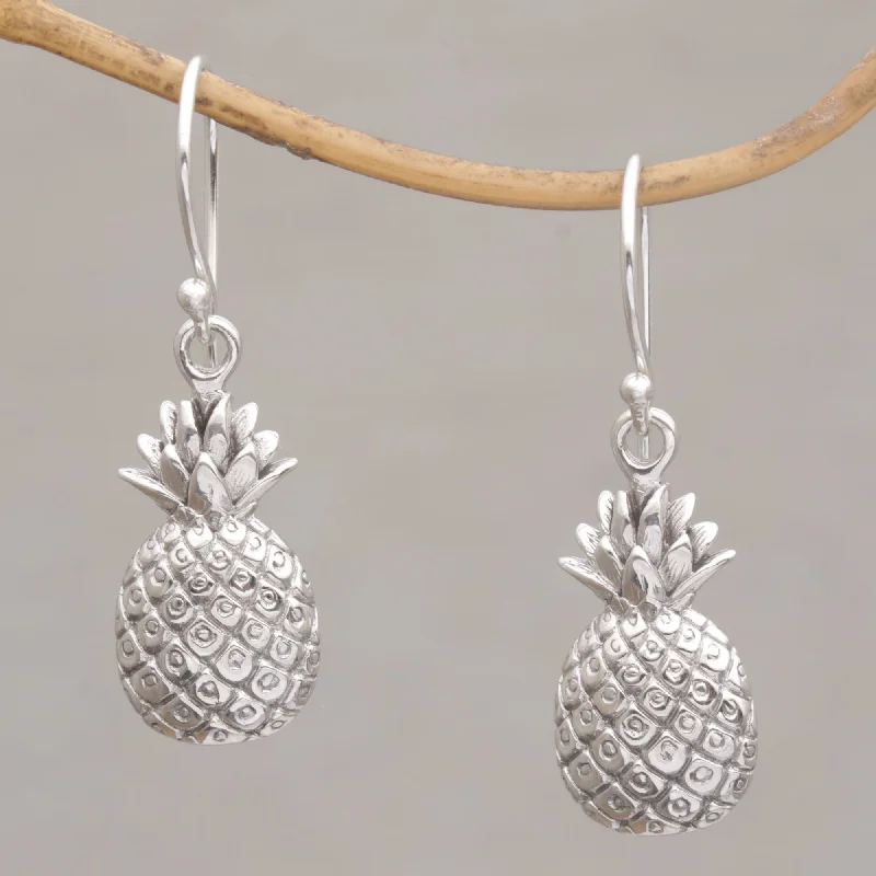 ---Luscious Pineapple Silver Earrings