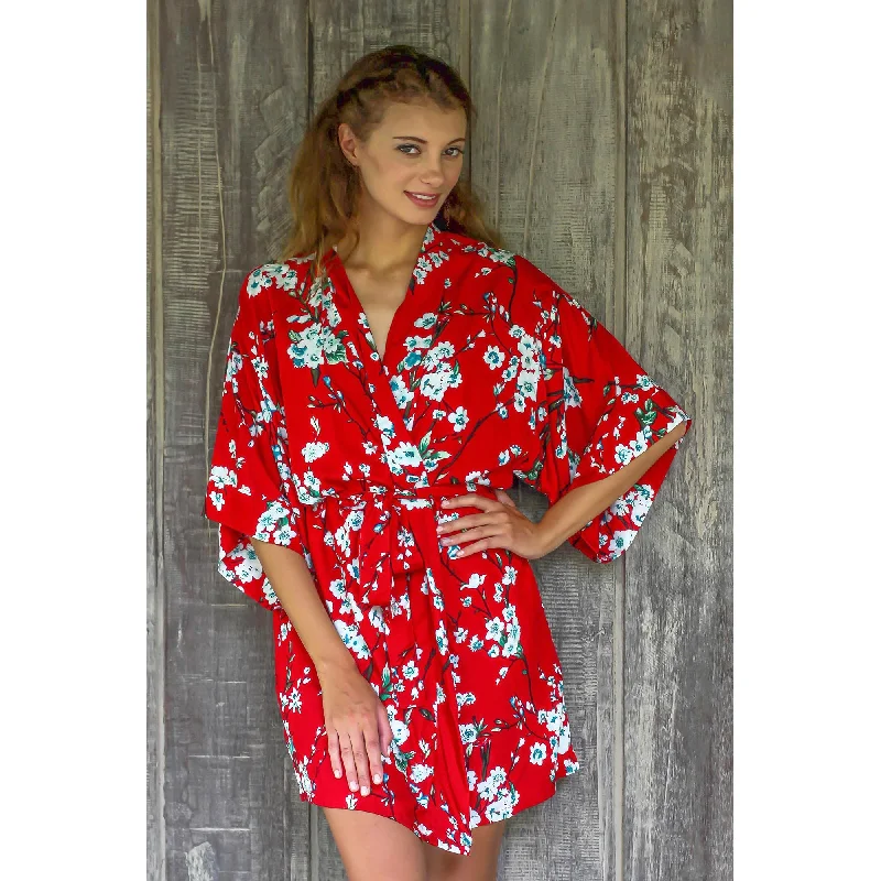 ---Holy Jasmine Red and White Floral Robe