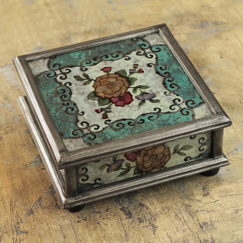 - Degradable pet feces bagVintage Blossom Reverse Painted Glass Box