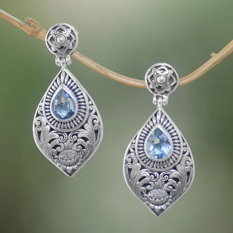 - Pet electric nail grinder silent modelTari Lotus Blue Topaz & Silver Dangle Earrings