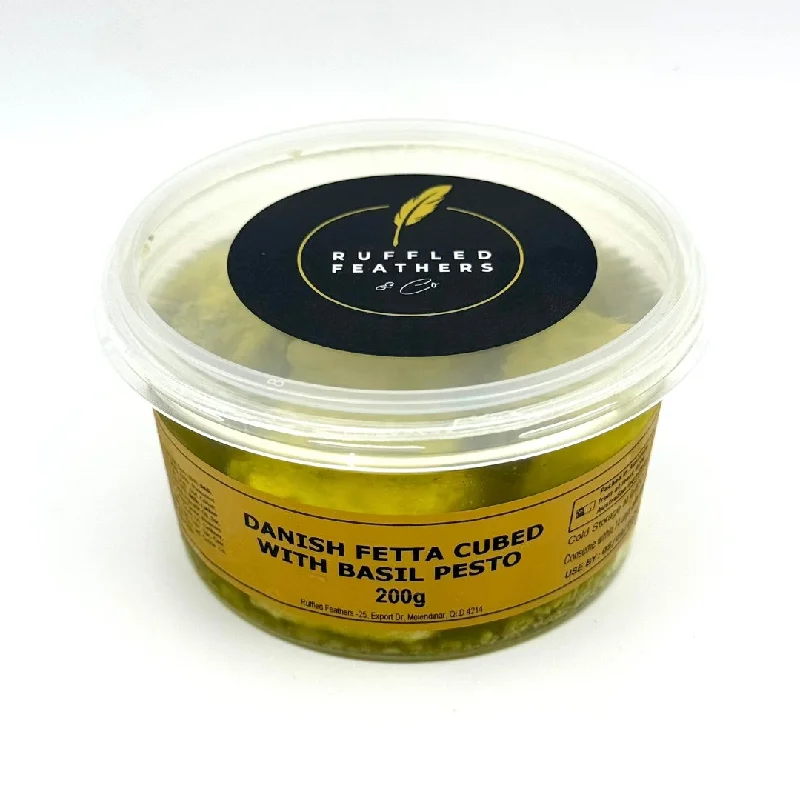 ---Danish Fetta Cubed With Basil Pesto - Ruffled Feathers 200g