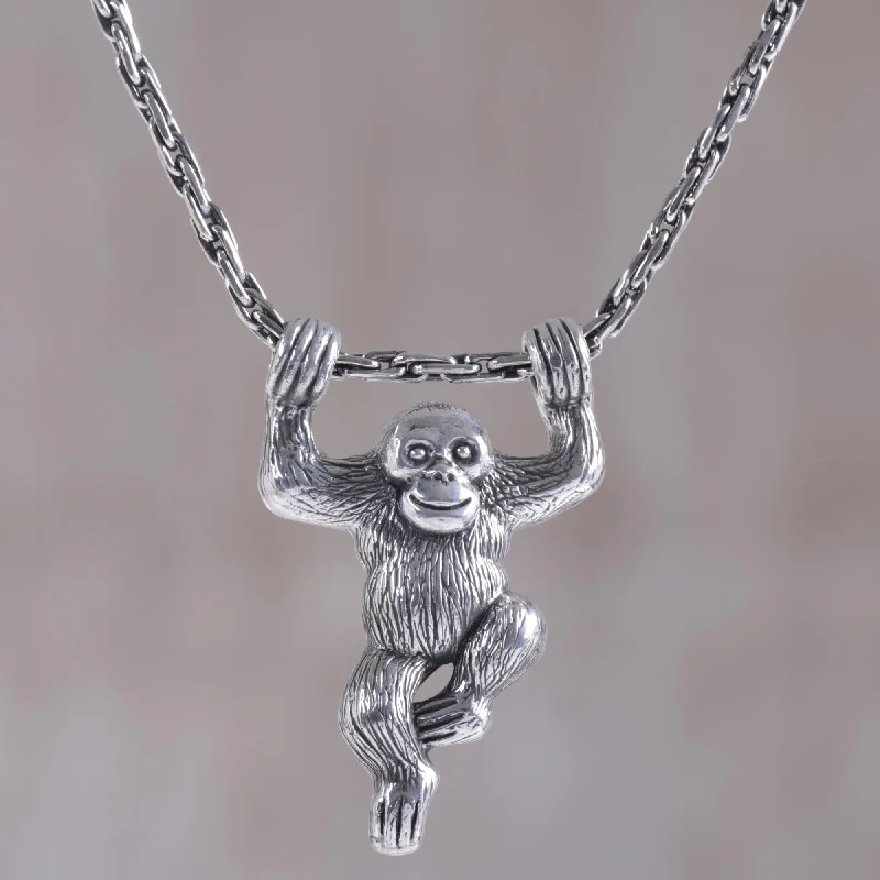 - Custom pet birthday cakeMonkey Charm Silver Pendant Necklace