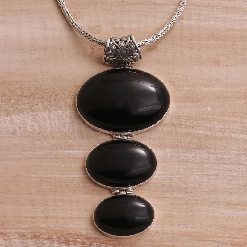 - Winter dog thick down jacketNight Ovals Onyx & Silver Pendant Necklace
