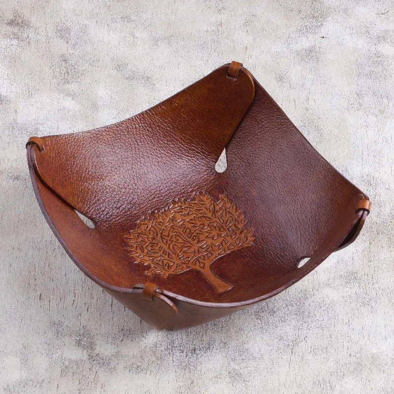 - Air box TSA certified check-inTree Of Life Leaf & Tree Leather Tray