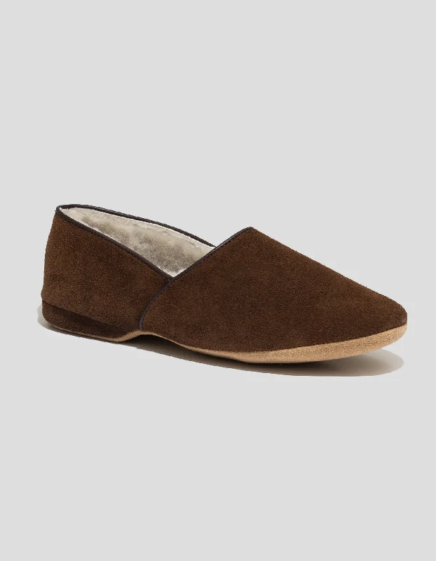 - Pet monitor with cameraDRAPER SUEDE SLIPPER SHEEPSKIN LINED - BROWN