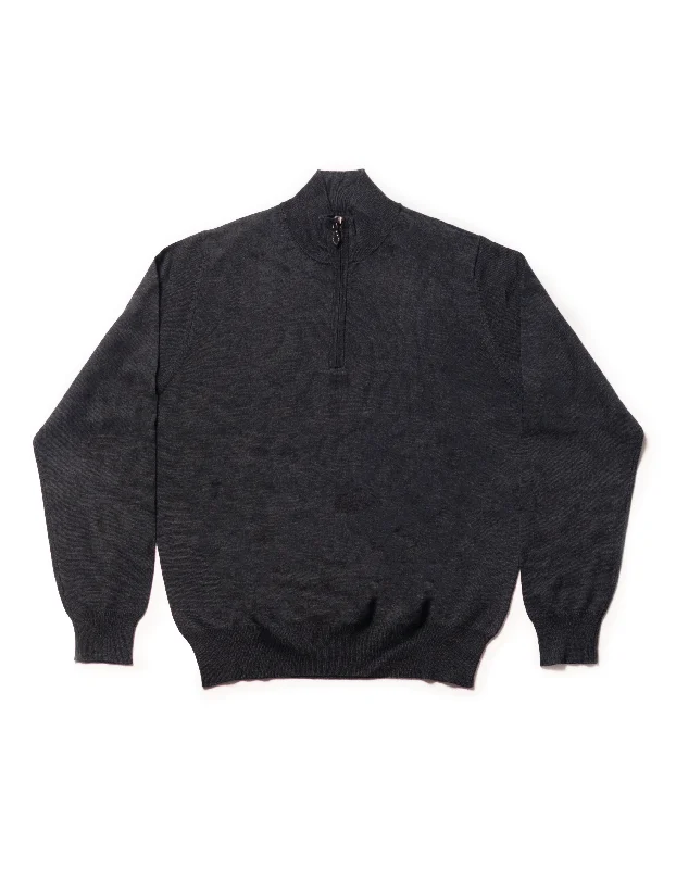 - Cat hair ball removal and hair removal creamMERINO WOOL QUARTER ZIP UP - CHARCOAL