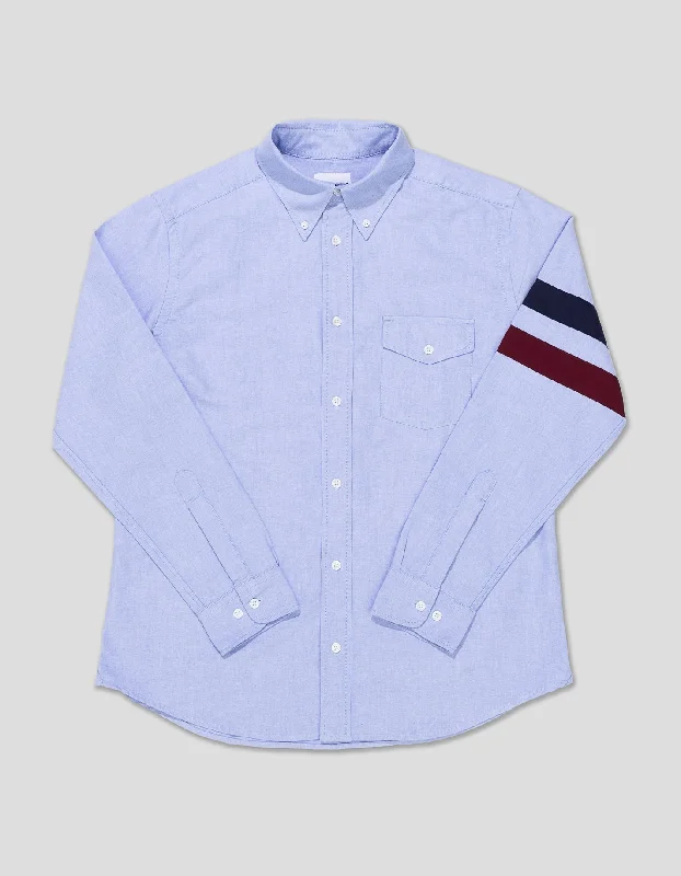 ---SLEEVE STRIPE TRIM FIT OXFORD SHIRT - BLUE