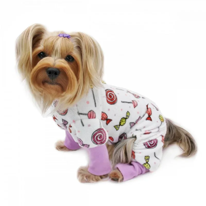 Pet retro style clothesUltra Soft Minky Sweet Candies Dog Pajamas Small