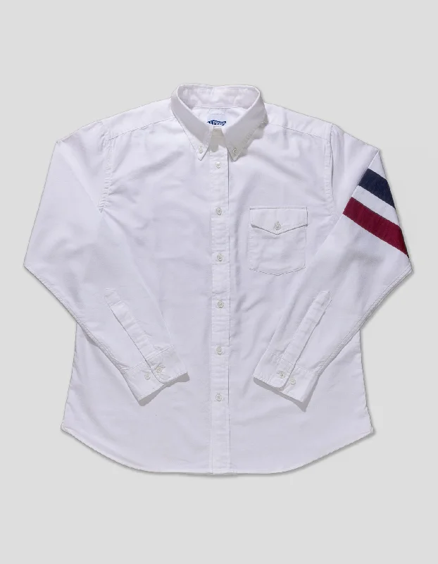 - ​​Christmas pet Christmas clothingSLEEVE STRIPE TRIM FIT OXFORD SHIRT - WHITE