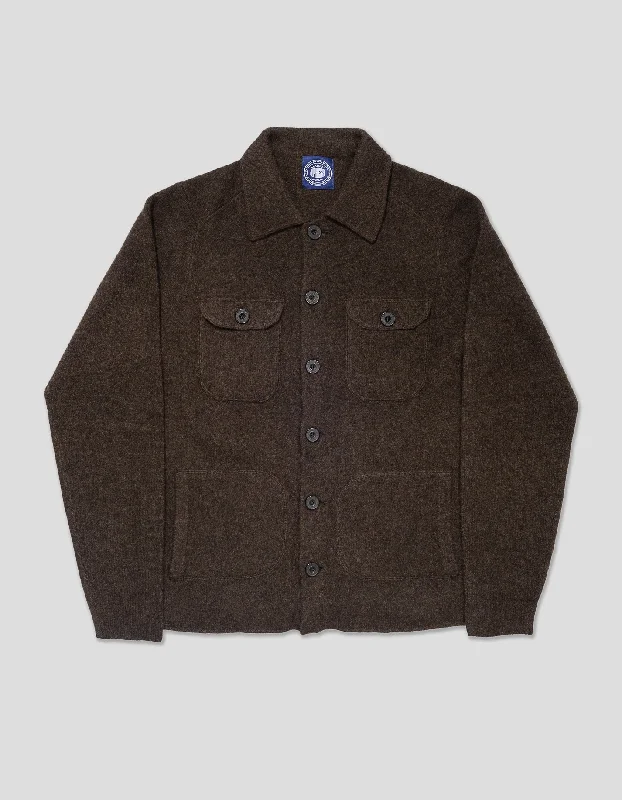 - Pet fence foldable indoorWOOL KNITTED SHIRT JACKET - BROWN