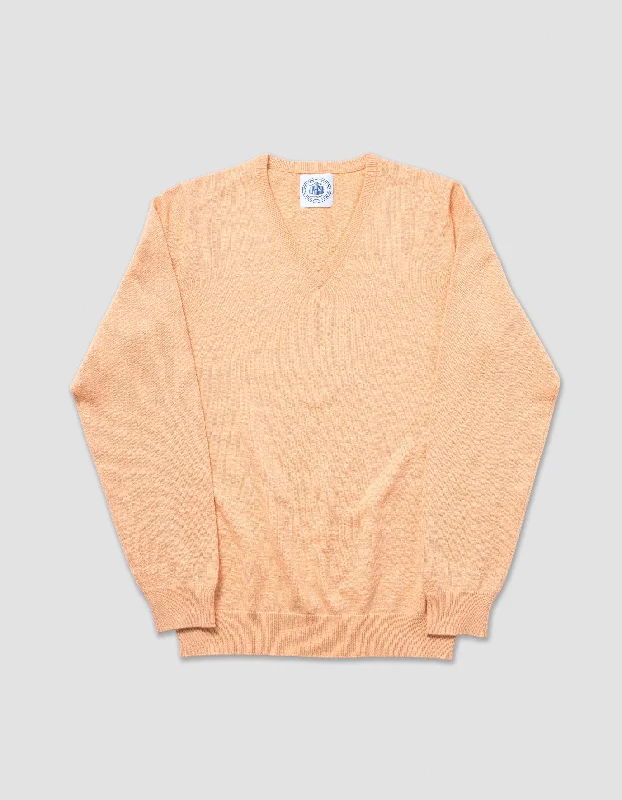 ---COTTON CASHMERE V-NECK SWEATER- ORANGE