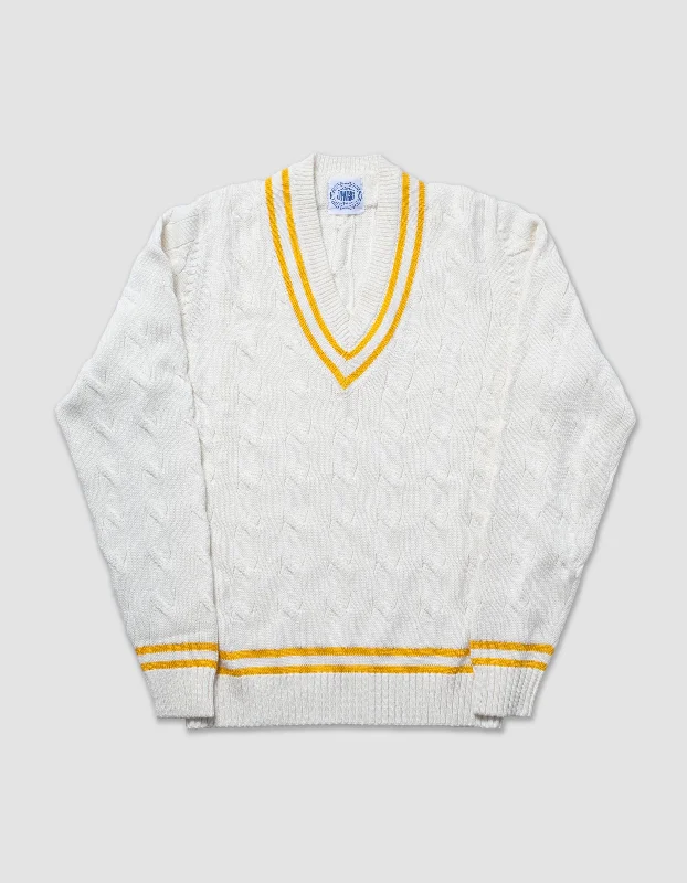 ---COTTON CRICKET SWEATER - ECRU/GOLD