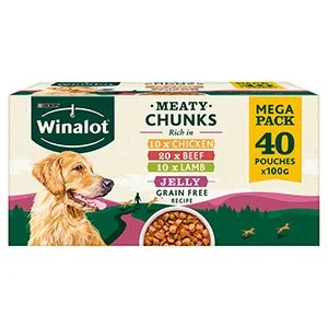 Pet ProductsWinalot Perfect Portions Dog Food Pouches Meat In Jelly 40x100g