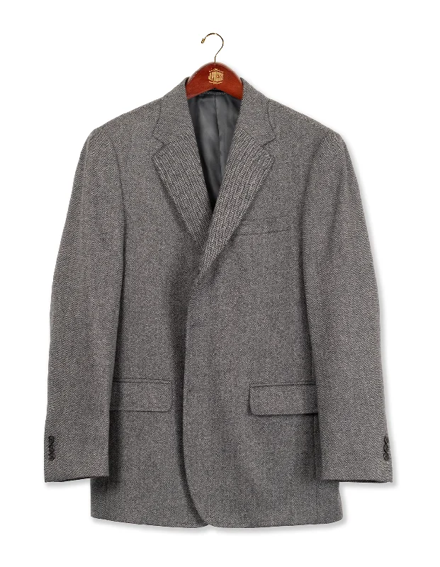 ---GREY HERRINGBONE CASHMERE SPORT COAT - MTO