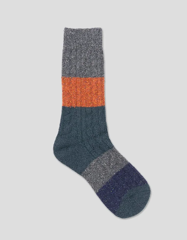 - Dog anti-slip matBLOCK STRIPE CABLE WOOL SOCKS - CHARCOAL