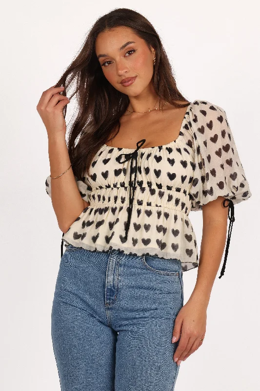 ---Lanie Top - Cream Black
