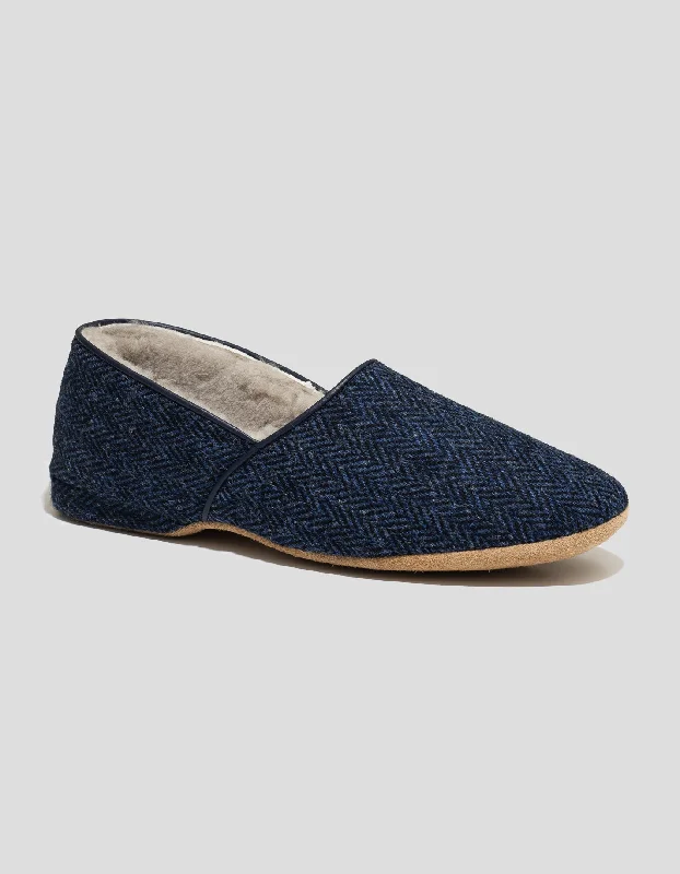- Dog heart rate monitoring collarDRAPER HARRIS TWEED SLIPPER SHEEPSKIN LINED - NAVY - Dog heart rate monitoring collarDRAPER HARRIS TWEED SLIPPER SHEEPSKIN LINED - NAVY