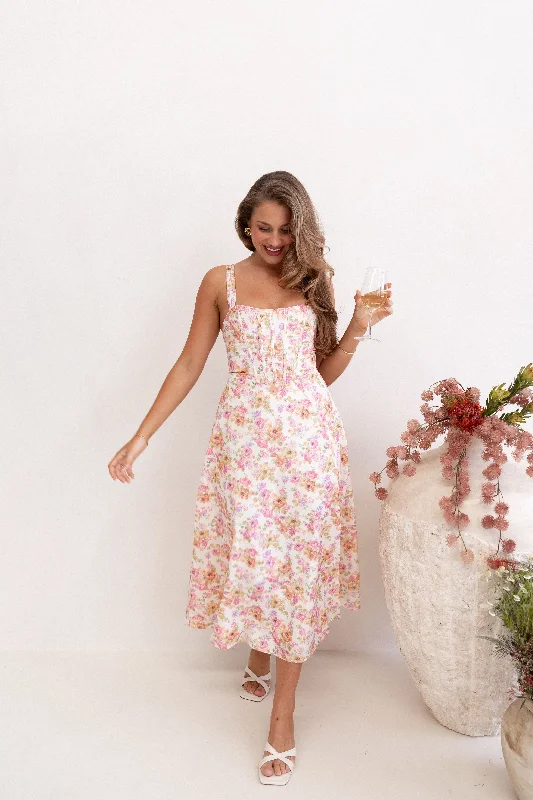 - Organic cotton dog bibsCosima Midi Dress - Pink Floral