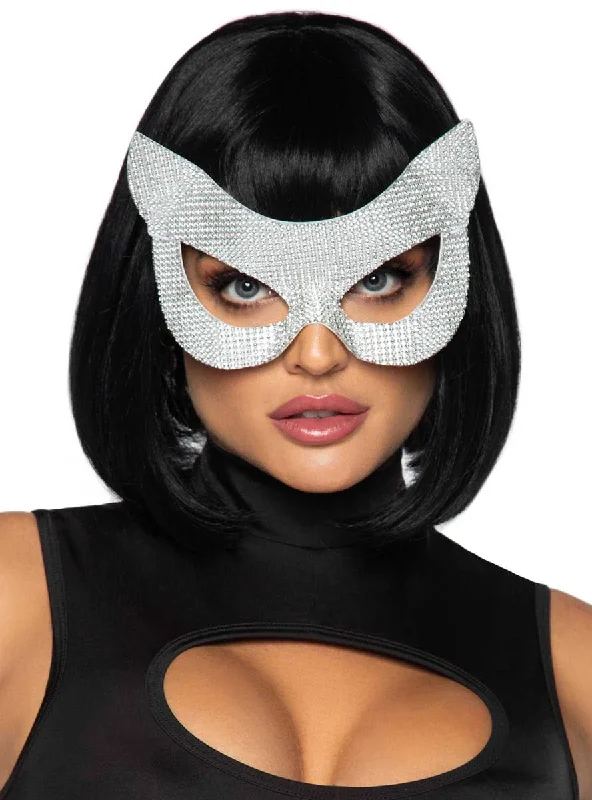 - Automatic temperature adjustment cat bedFaux Silver Rhinestone Half Face Cat Costume Mask - Automatic temperature adjustment cat bedFaux Silver Rhinestone Half Face Cat Costume Mask