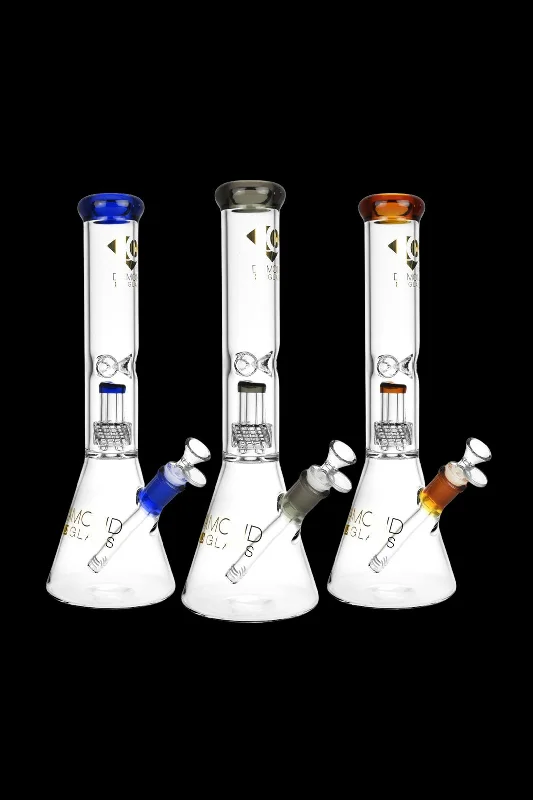 ---Diamond Glass Gold Warp Water Pipe - 14.5"/14mm F/Clrs Vary