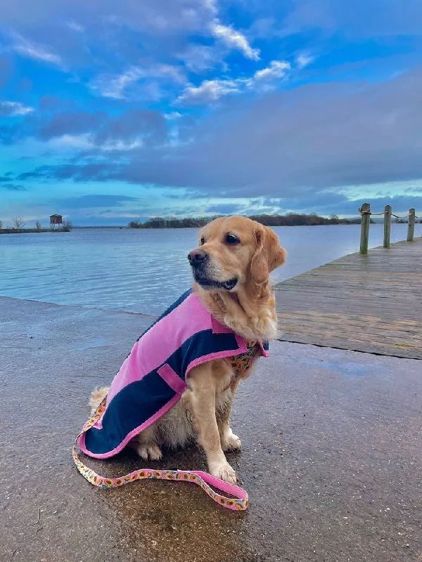 - Degradable pet feces bagNavy and Pink Fleece Dog Coat