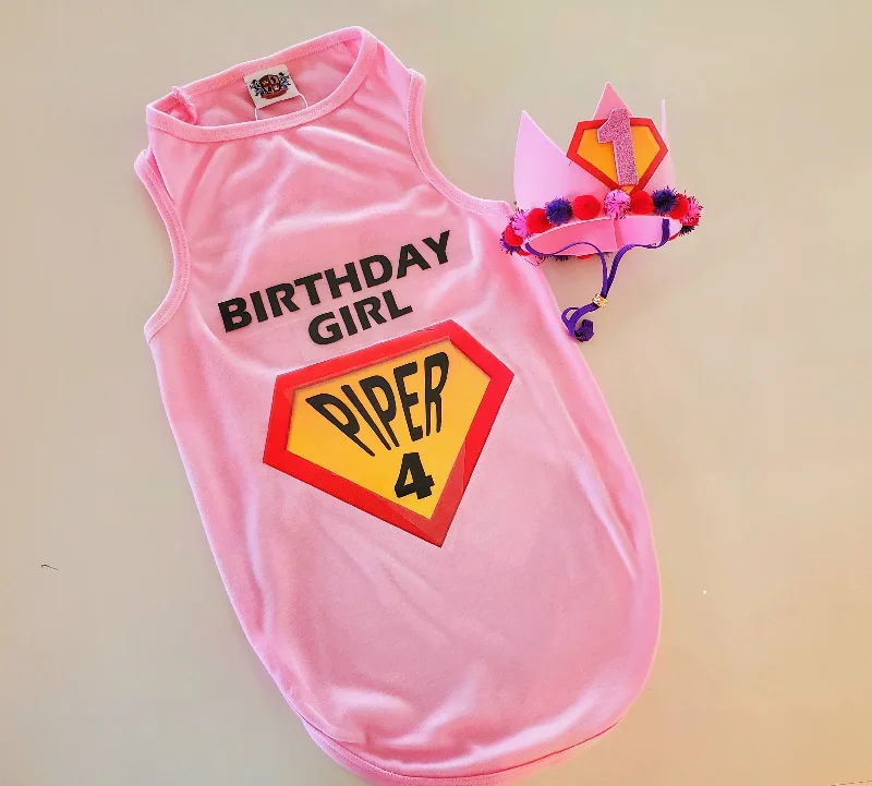 - Summer pet ice matSuperhero Birthday Girl Personalized Dog Outfit