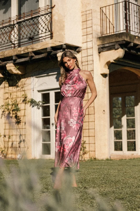 - Chinchilla cooling ice nest ceramic plateAnabelle Halter Neck Midi Dress - Dark Rose Floral