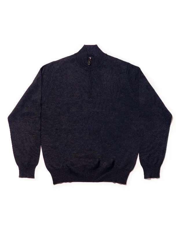  -Splash-proof food bowl AND Anti-choking slow food bowlMERINO WOOL QUARTER ZIP UP - NAVY