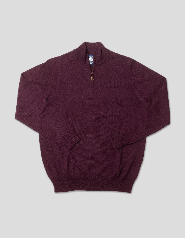 - Summer pet ice matMERINO WOOL QUARTER ZIP UP - DARK PURPLE