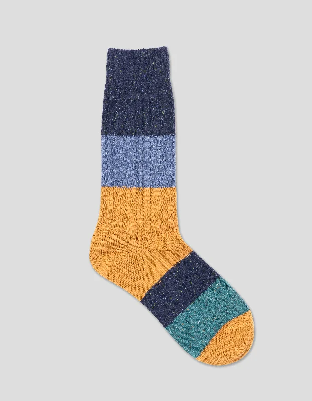 - Air box TSA certified check-inBLOCK STRIPE CABLE WOOL SOCKS - NAVY