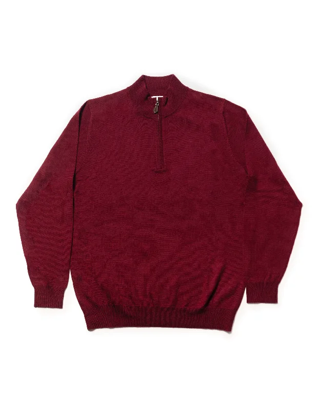 - Remote interactive pet feederMERINO WOOL QUARTER ZIP UP - BURGUNDY