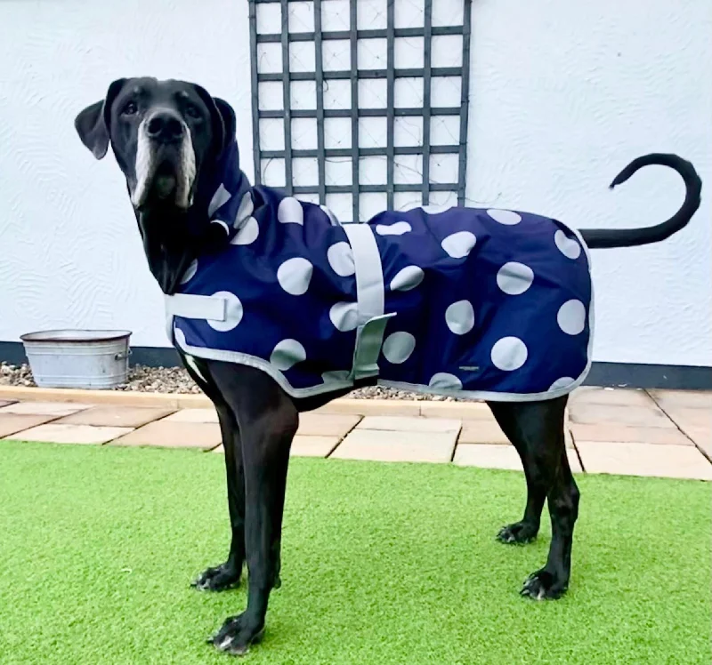 - Pet smart GPS locatorNavy and Grey Spotty Waterproof Dog Coat