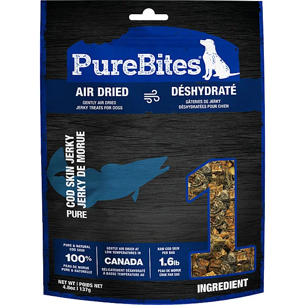 - Dog food helps the digestive systemPureBites Air Dried Cod Skin Jerky Mid 137GM