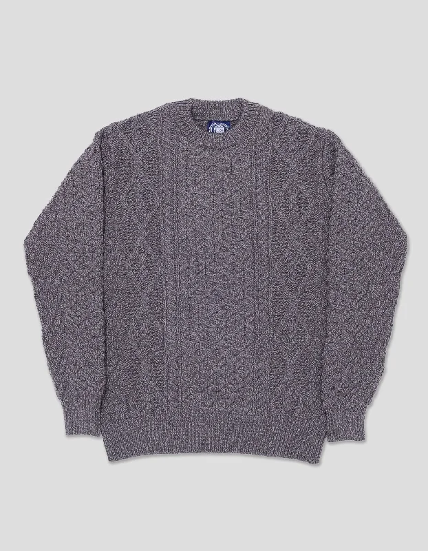 - Organic cotton dog bibsCREW NECK ARAN CABLE SWEATER - CHARCOAL