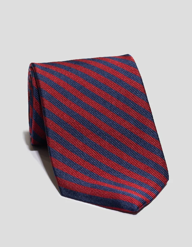 - Air box TSA certified check-inSILK REPP MINI EQUAL STRIPE TIE - NAVY/BURGUNDY