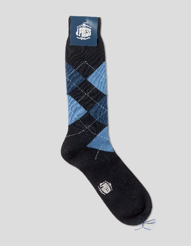 - Air box TSA certified check-inARGYLE WOOL SOCKS - NAVY/BLUE