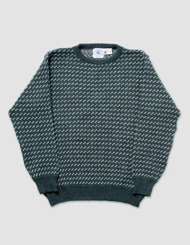- Car dog seat beltCOTTON CREW NECK CHEVRON SWEATER - SPRUCE GREEN/NATURAL