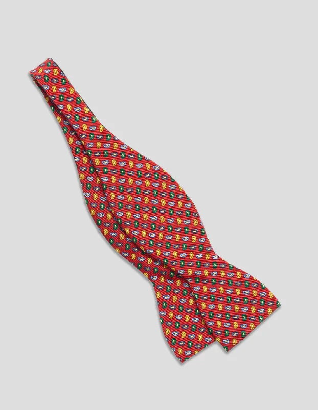 ---IRISH POPLIN MULTI PINE BOW TIE - BURGUNDY
