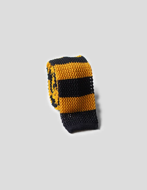 - Organic cotton dog bibsSTRIPE KNIT TIE- NAVY/YELLOW