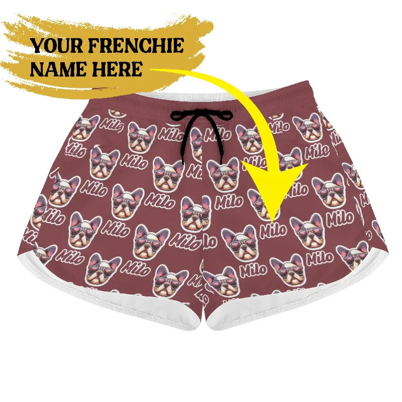 - Remote interactive pet feederCustom Women's Beach Shorts  with French Bulldog Name